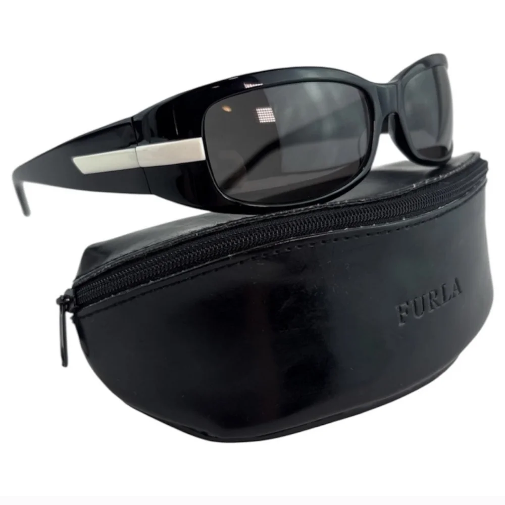 Furla Glossy Black Sunglasses with Case (EUC)